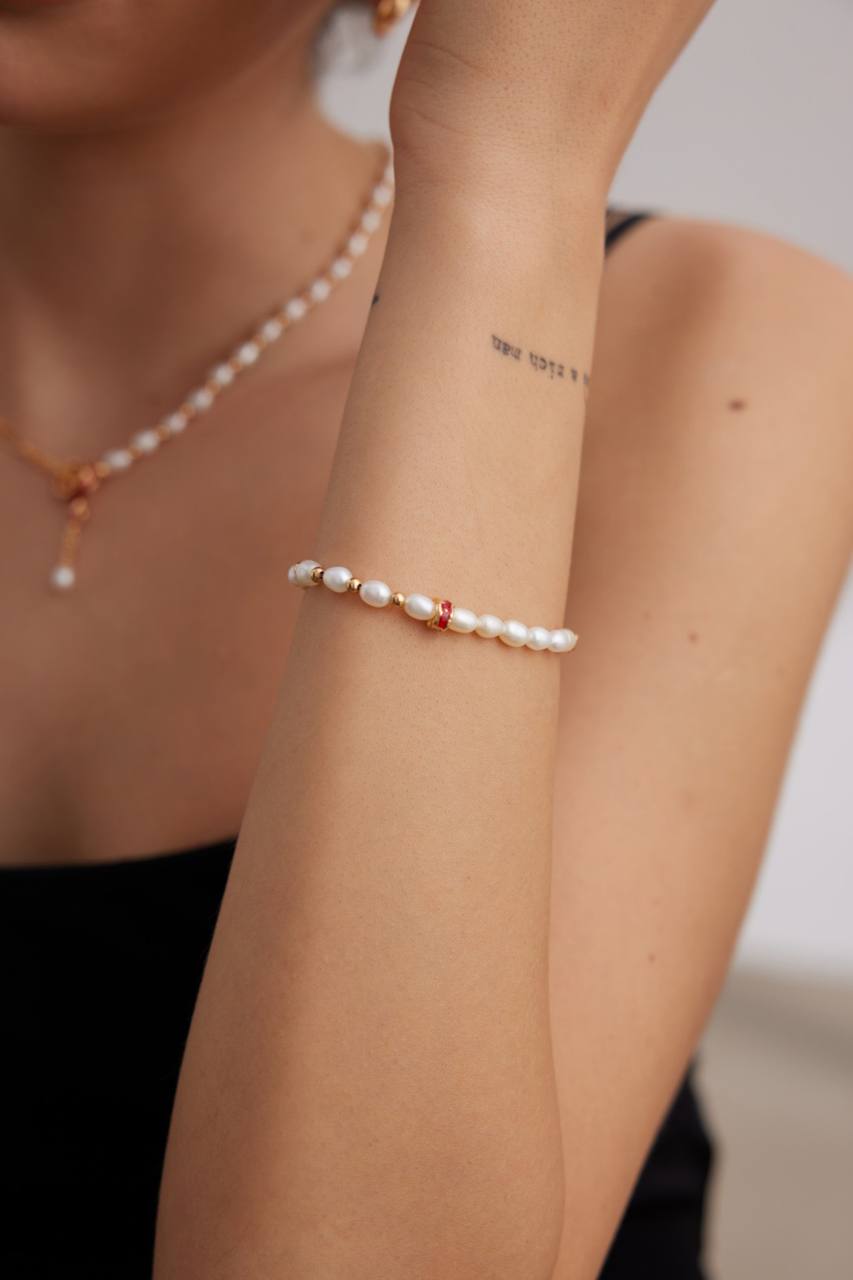 Drip Glaze Collection – Sterling Silver Pearl Bracelet