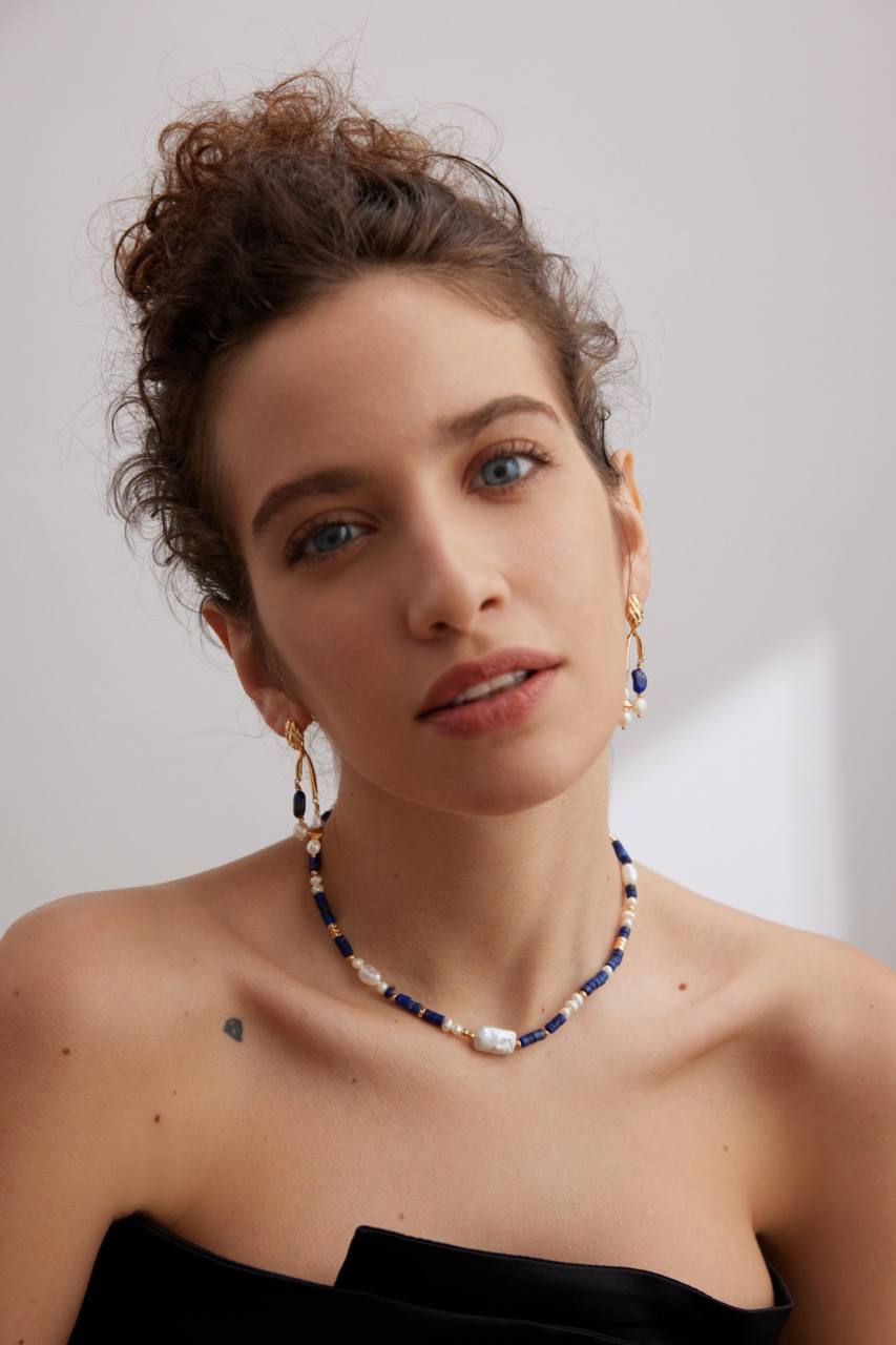 Collier de perles en argent sterling Lapis Lazuli