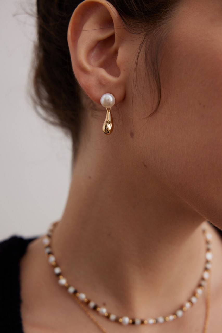 Teardrop Sterling Silver Pearl Earrings