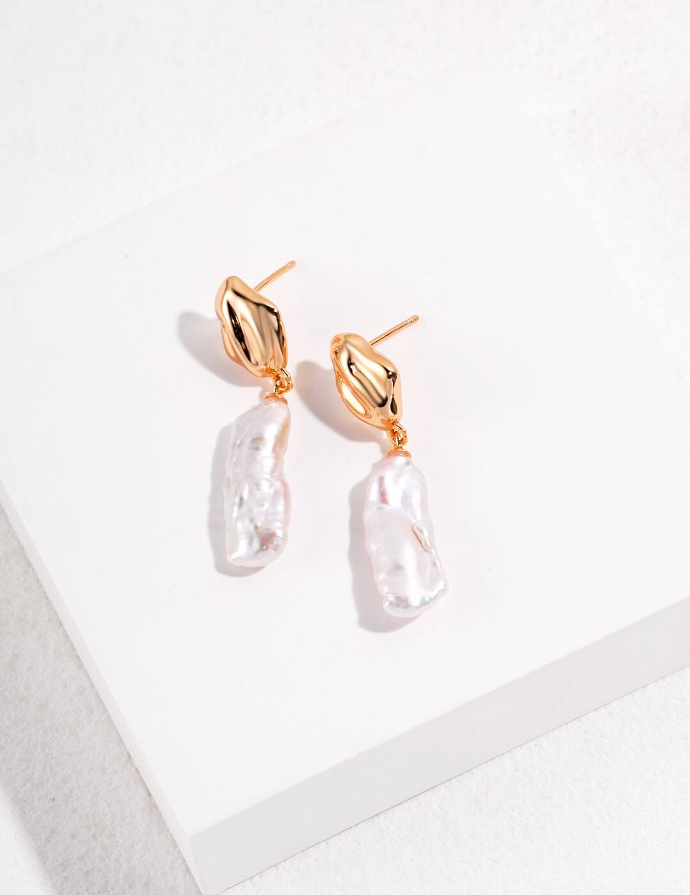 Sterling Silver Baroque Pearl Earrings
