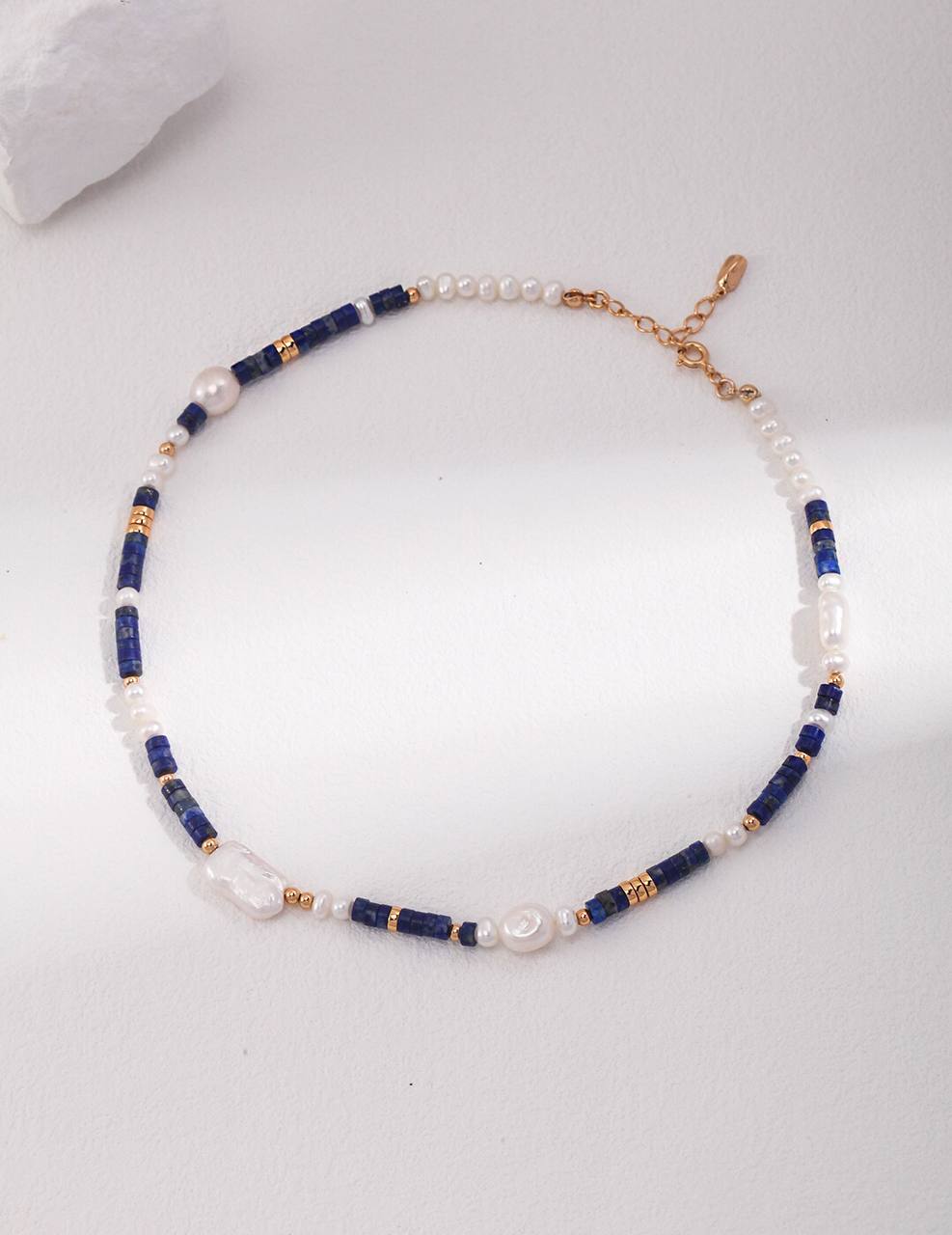Lapislazuli-Perlenkette aus Sterlingsilber