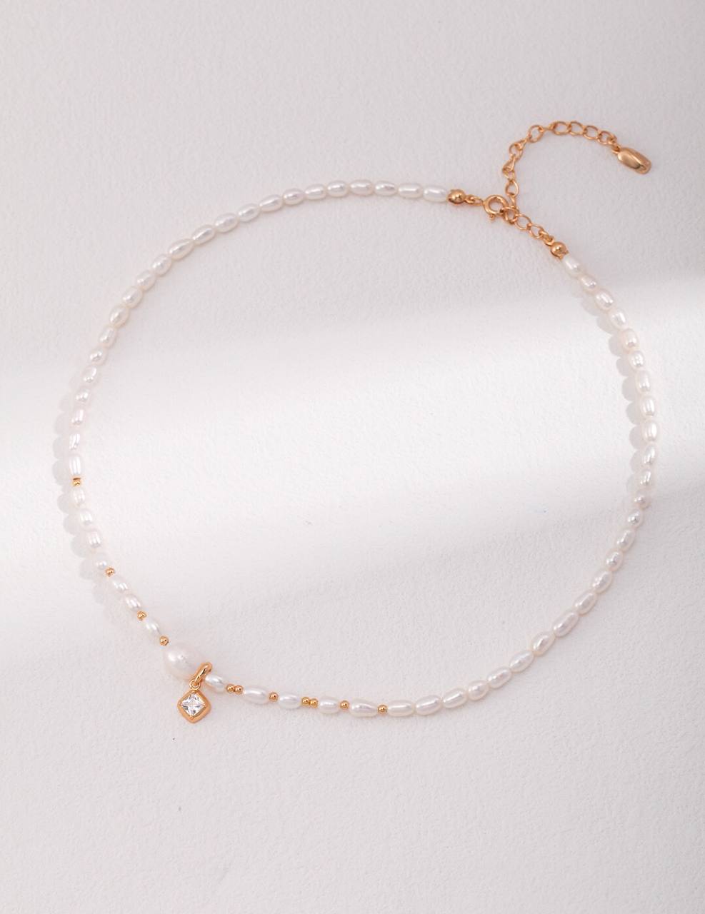 Zirconia Sterling Silver Pearl Necklace