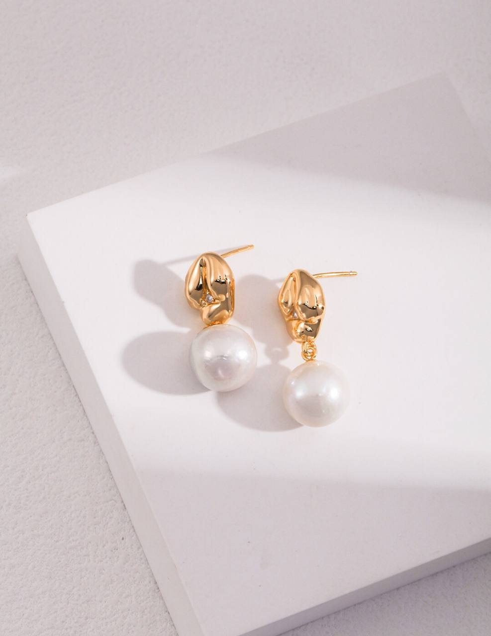 Boucles d'oreilles perles en argent sterling avec zircone