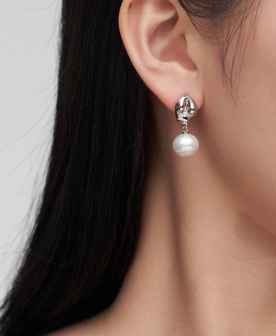Zirconia Sterling Silver Pearl Earrings