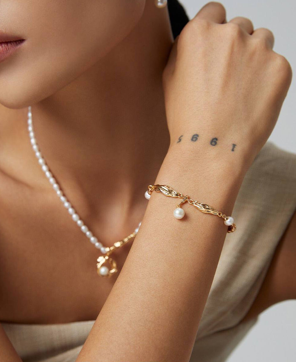 Collection de conception d'écharpes en perles naturelles - Bracelet de perles en argent sterling